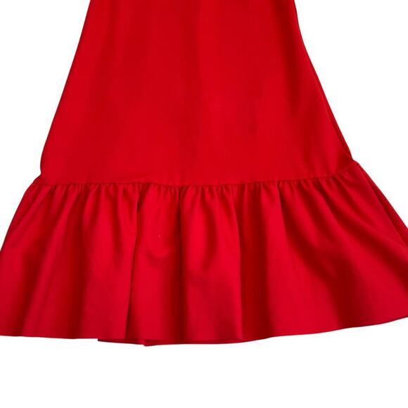 Anthropologie Maeve Alissa Swing Dress Red Drop Waist Mock Neck Flounce Sz S - Picture 15 of 16